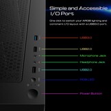 GAMDIAS TALOS E3 Gaming PC-hoes, Mid-Tower ATX-hoes, gehard glaspaneel, 3 ingebouwde 120 mm ARGB-ventilatoren, gereedschapsvrije installatie gehard glazen venster, ondersteunt moederborden tot ATX,
