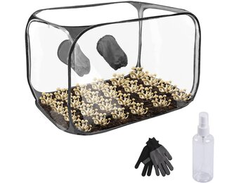 60x60x90cm Kweektent, Paddestoel Groeiende Stille Luchtbox, Transparant PVC, Zwart