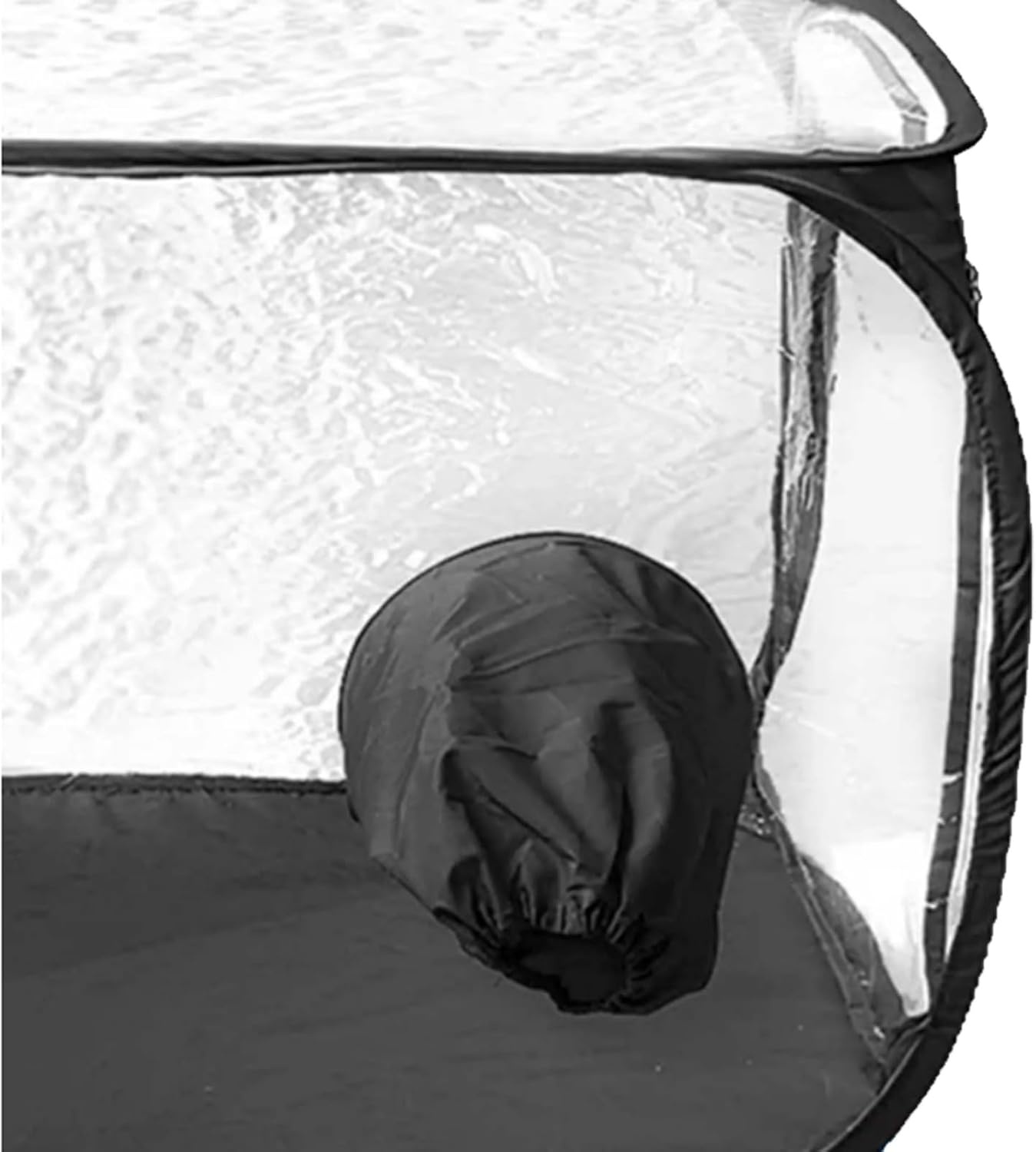 60x60x90cm Kweektent, Paddestoel Groeiende Stille Luchtbox, Transparant PVC, Zwart