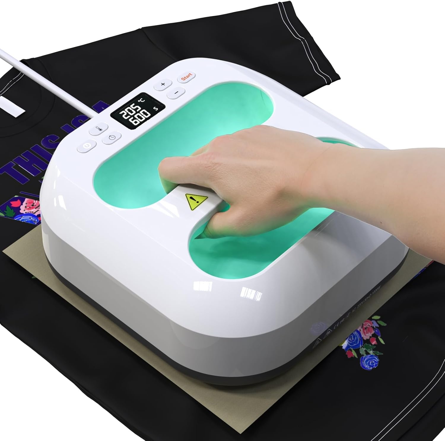 Mefine Warmtepersplotter 22,8 x 22,8 cm, verwarmingsplotter met timer, snelle verwarming en automatische uitschakeling voor textiel en keramiek