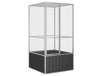 vidaXL Vogelkooi 111x107x211,5 cm gegalvaniseerd staal antracietkleur