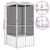 vidaXL Vogelkooi 111x107x211,5 cm gegalvaniseerd staal antracietkleur