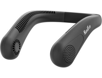 HandFan 5000 mAh Neck Fan rotorvrije ventilator, draagbare USB handenvrije nekband ventilator, 3-standen, 15 uur werktijd draagbaar en oplaadbaar voor buitengebruik. Zwart
