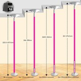 Danspaal Roze Chroomstaal 223-275cm Max 200kg Statisch & Roterend - 52% Korting