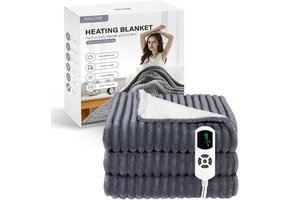Elektrische Deken Grijs 160x130 cm | 9 Warmtestanden, 12 Timers | -34%