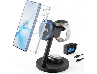 Draadloze Oplader 4-in-1 voor Samsung: S26/S25, Watch 8 & Z Fold/Flip, 25W MagSafe Zwart