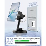 Draadloze Oplader 4-in-1 voor Samsung: S26/S25, Watch 8 & Z Fold/Flip, 25W MagSafe Zwart