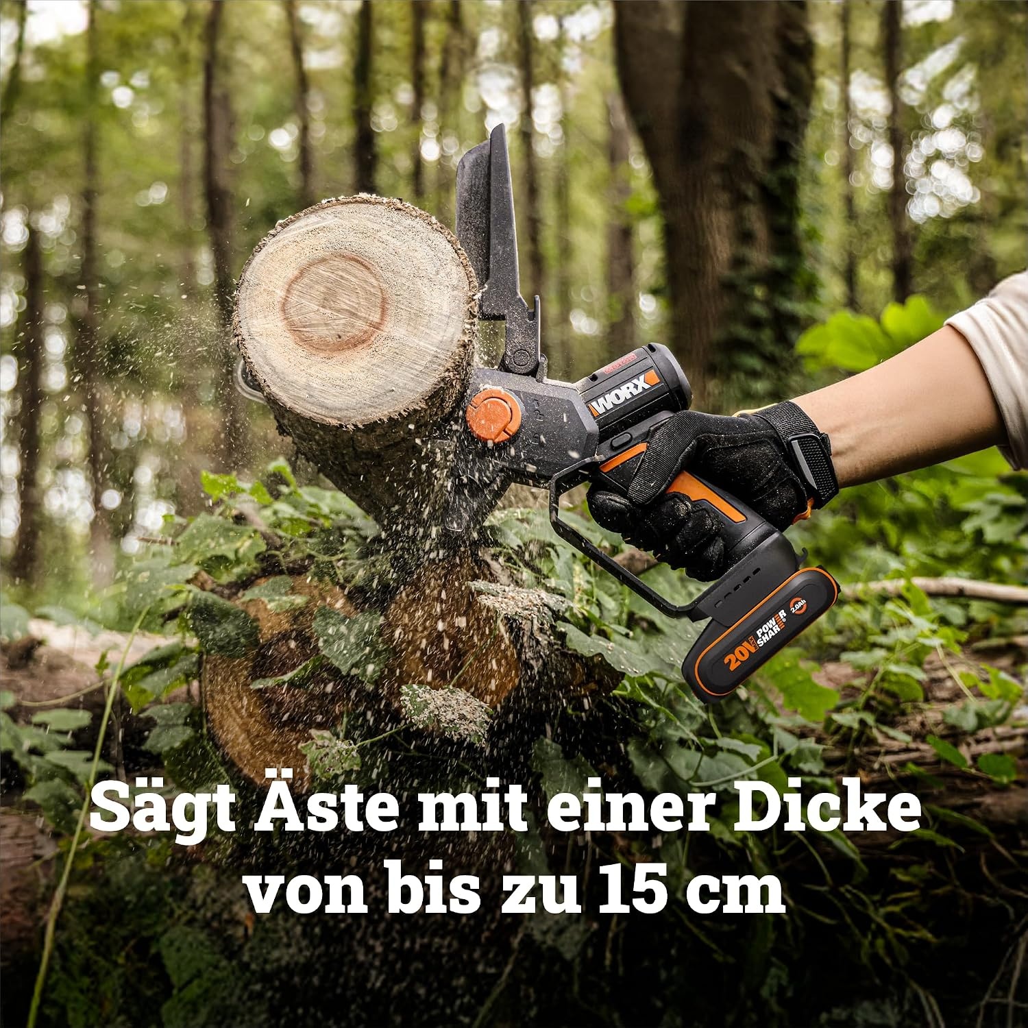 WORX WG327E.9 Accu Mini-Kettingzaag 20V - 15 cm zwaard - Zonder accu en lader