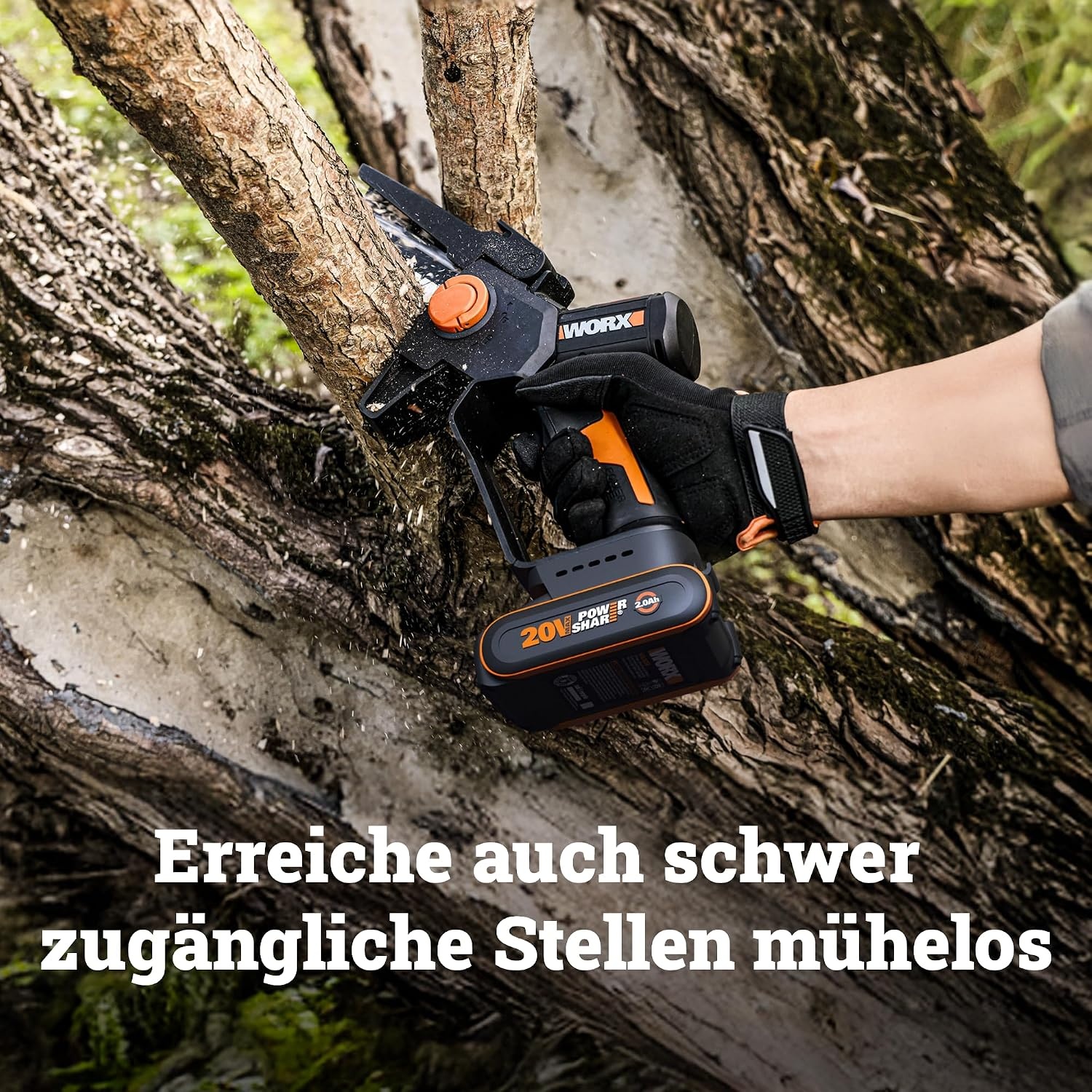 WORX WG327E.9 Accu Mini-Kettingzaag 20V - 15 cm zwaard - Zonder accu en lader