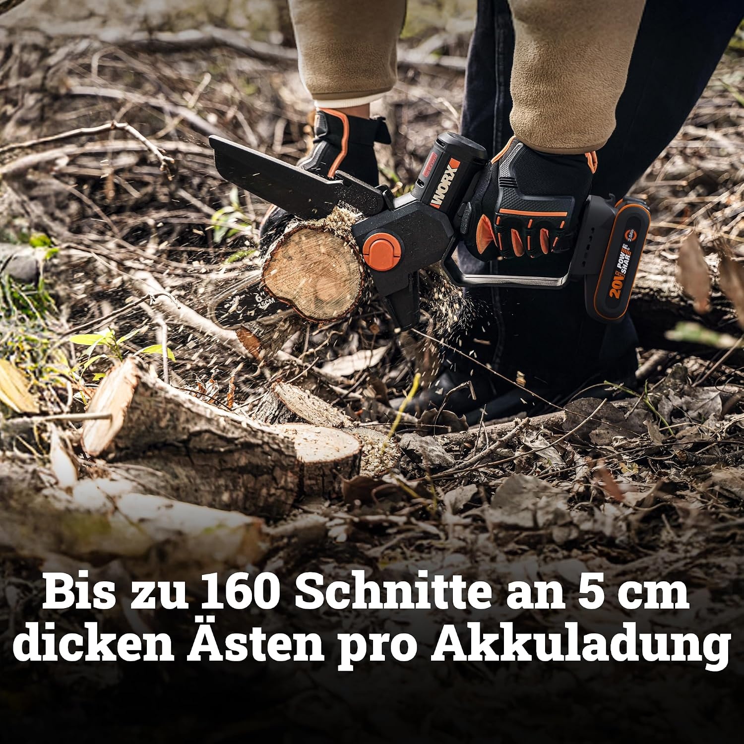WORX WG327E.9 Accu Mini-Kettingzaag 20V - 15 cm zwaard - Zonder accu en lader