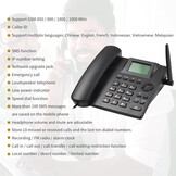 Draadloze vaste telefoon, telefoonhouder, GSM 850/900/1800/1900MHZ Dual SIM-kaart, 2G draadloze telefoon met antenne, wekker, SMS-opnamefunctie, 6 talen