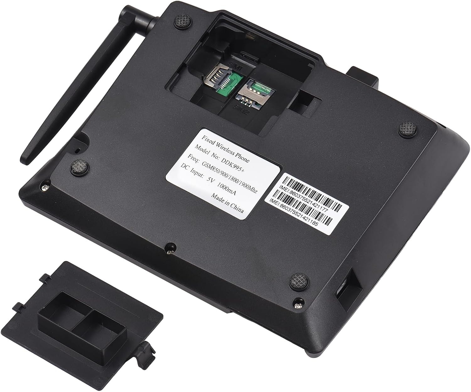 Draadloze vaste telefoon, telefoonhouder, GSM 850/900/1800/1900MHZ Dual SIM-kaart, 2G draadloze telefoon met antenne, wekker, SMS-opnamefunctie, 6 talen