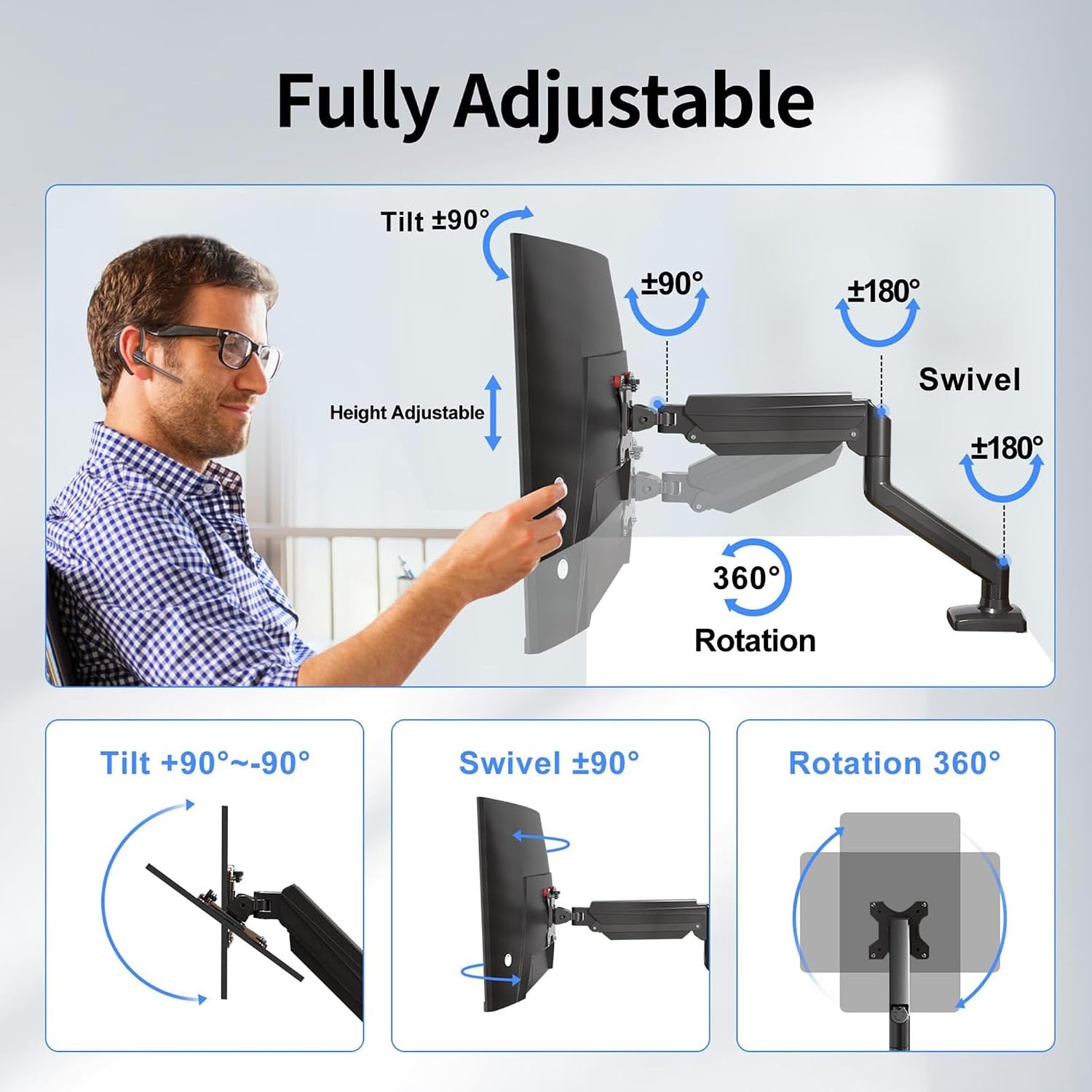 Monitorarm 13-32" met Gasveer - 33% Korting