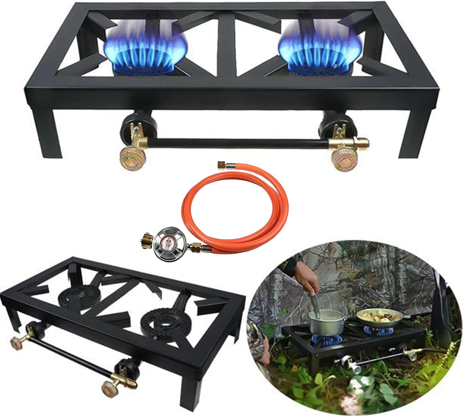 2-pits Gietijzeren Gasfornuis Zwart - 34% Korting | 2x 8000W