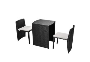 VidaXL 3-delige Bistroset, Poly Rattan Zwart, 35% Korting