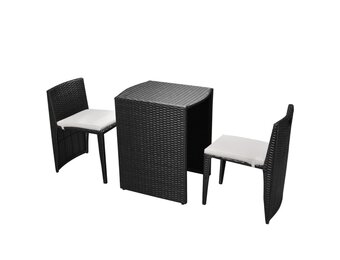 VidaXL 3-delige Bistroset, Poly Rattan Zwart, 35% Korting
