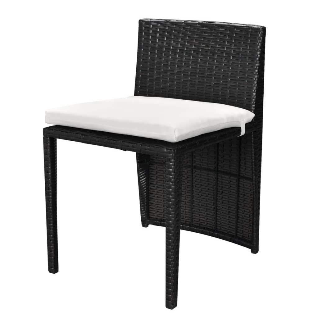VidaXL 3-delige Bistroset, Poly Rattan Zwart, 35% Korting