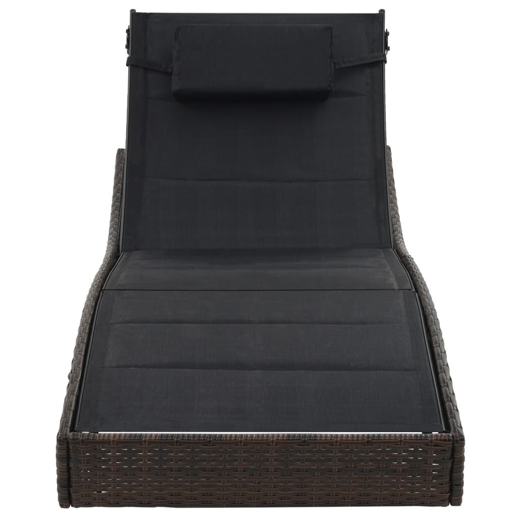 Bruin Ligbed van Poly Rattan & Textileen - 35% Korting