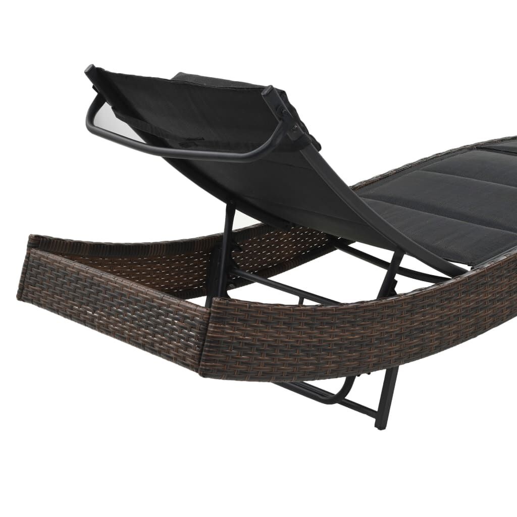 Bruin Ligbed van Poly Rattan & Textileen - 35% Korting