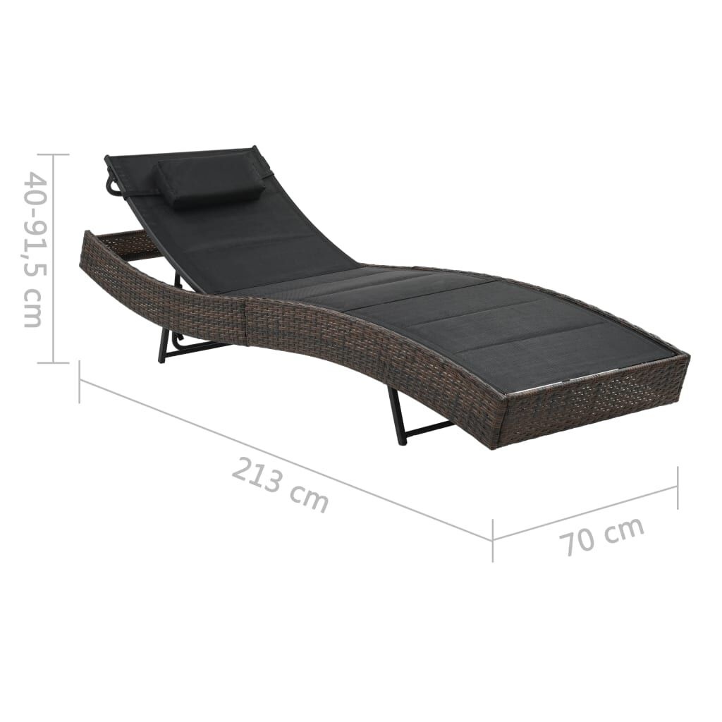 Bruin Ligbed van Poly Rattan & Textileen - 35% Korting