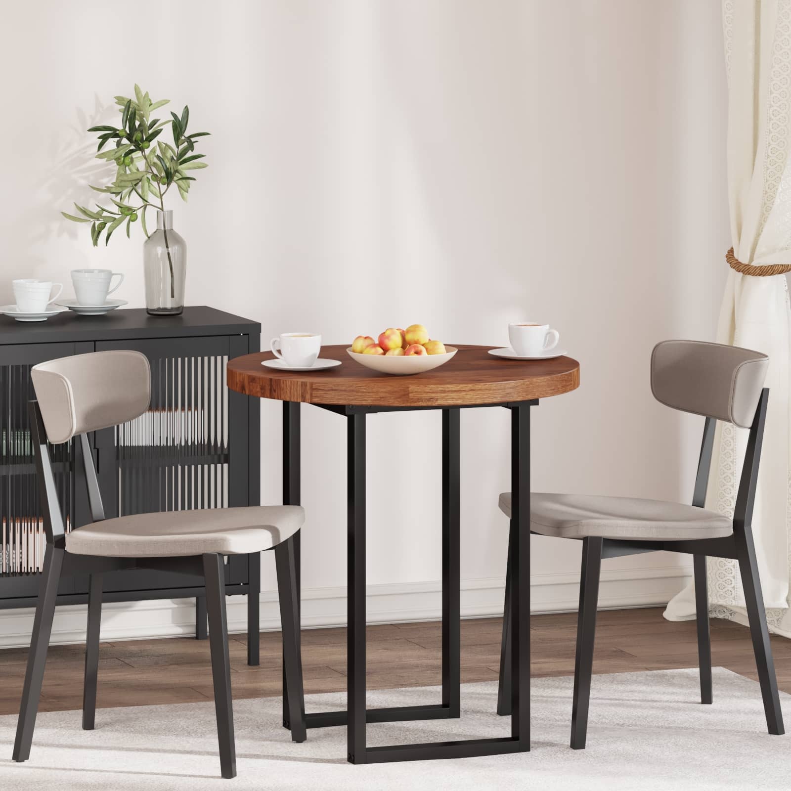 Massief Eikenhouten Tafelblad Rond 70cm Licht Bruin - 35% Korting
