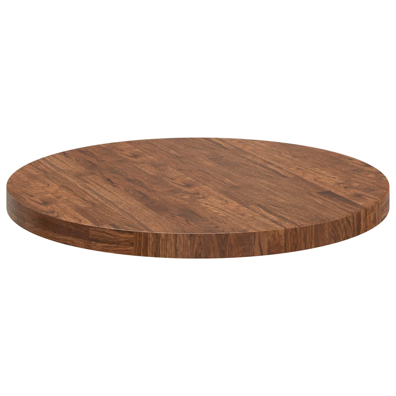 Massief Eikenhouten Tafelblad Rond 70cm Licht Bruin - 35% Korting
