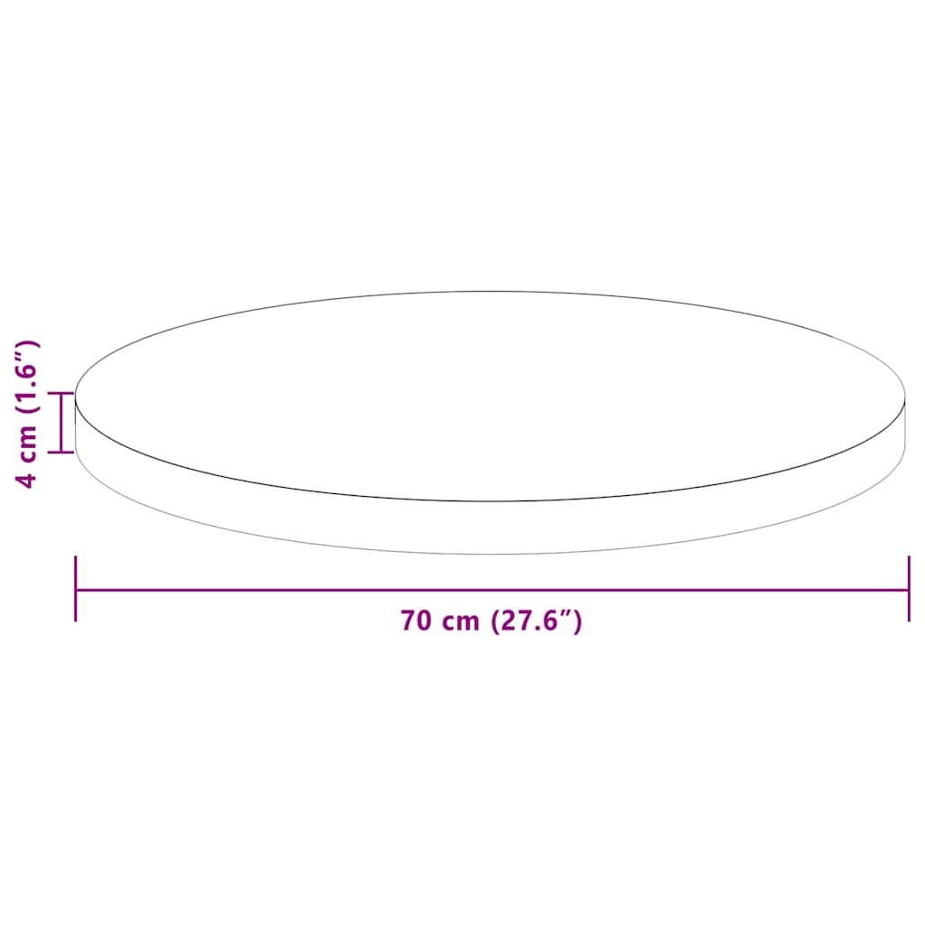 Massief Eikenhouten Tafelblad Rond 70cm Licht Bruin - 35% Korting