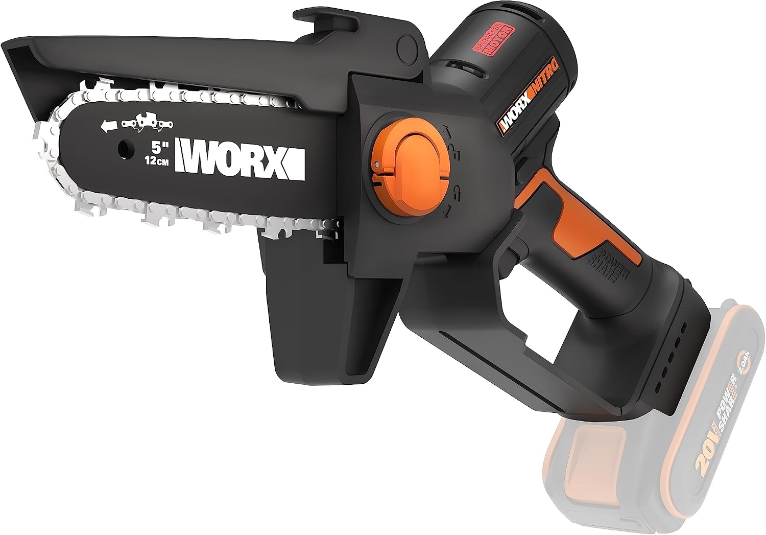 Mini Accu-kettingzaag 20V WORX Borstelloos 12cm - 59% Korting