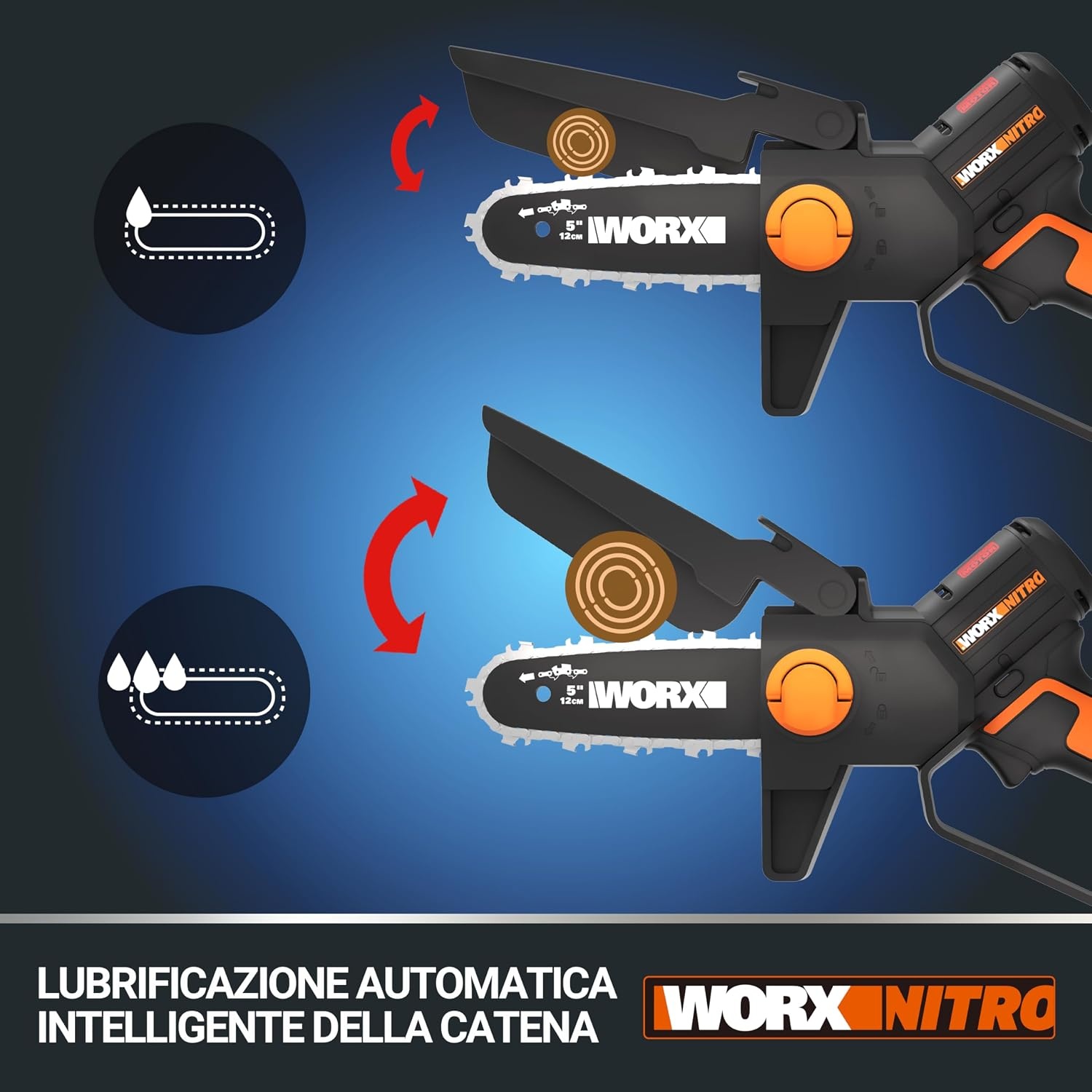 Mini Accu-kettingzaag 20V WORX Borstelloos 12cm - 59% Korting