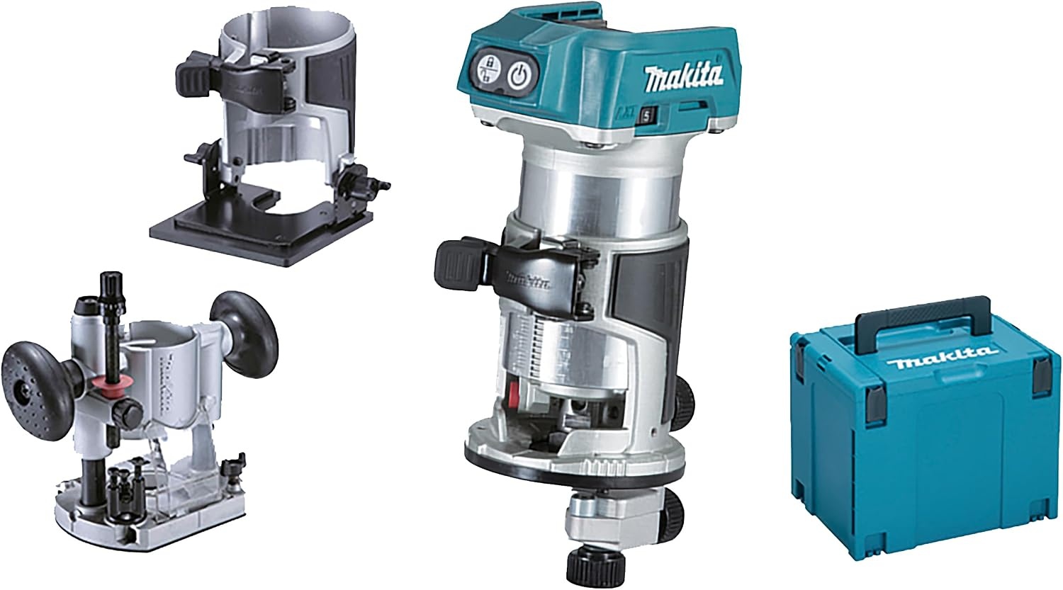 Makita Accu Frees DRT50ZJX2 18V - 3 Modules, Blauw - 35% Korting