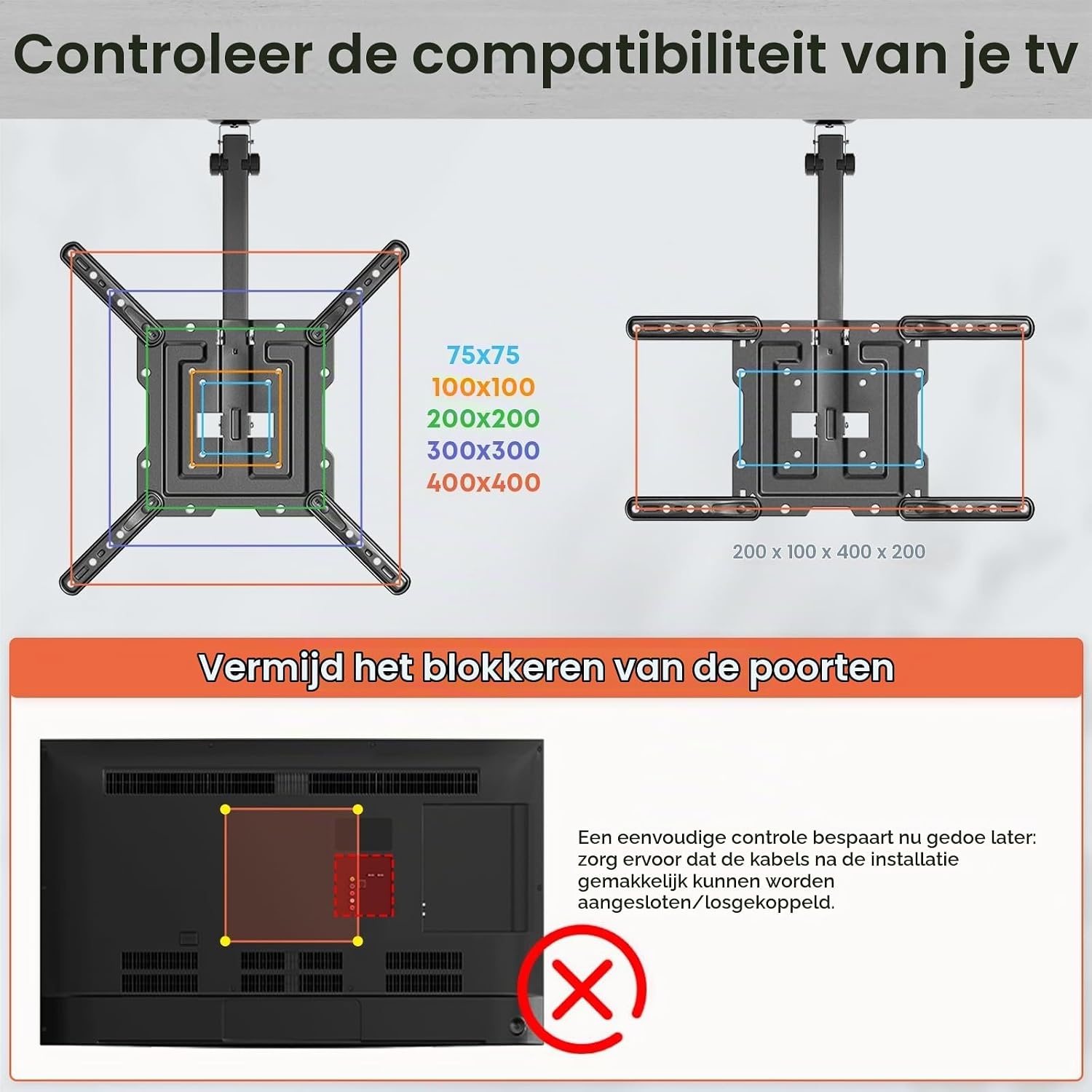 TV Plafondbeugel 23-55" Zwart - 33% Korting
