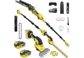 6-in-1 Kettingzaag & Heggenschaar Set | 8" Elektrisch 2500W | Incl. 2 Accu's & 4.5m Bereik | 55% Korting