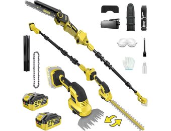 6-in-1 Kettingzaag & Heggenschaar Set | 8" Elektrisch 2500W | Incl. 2 Accu's & 4.5m Bereik | 55% Korting