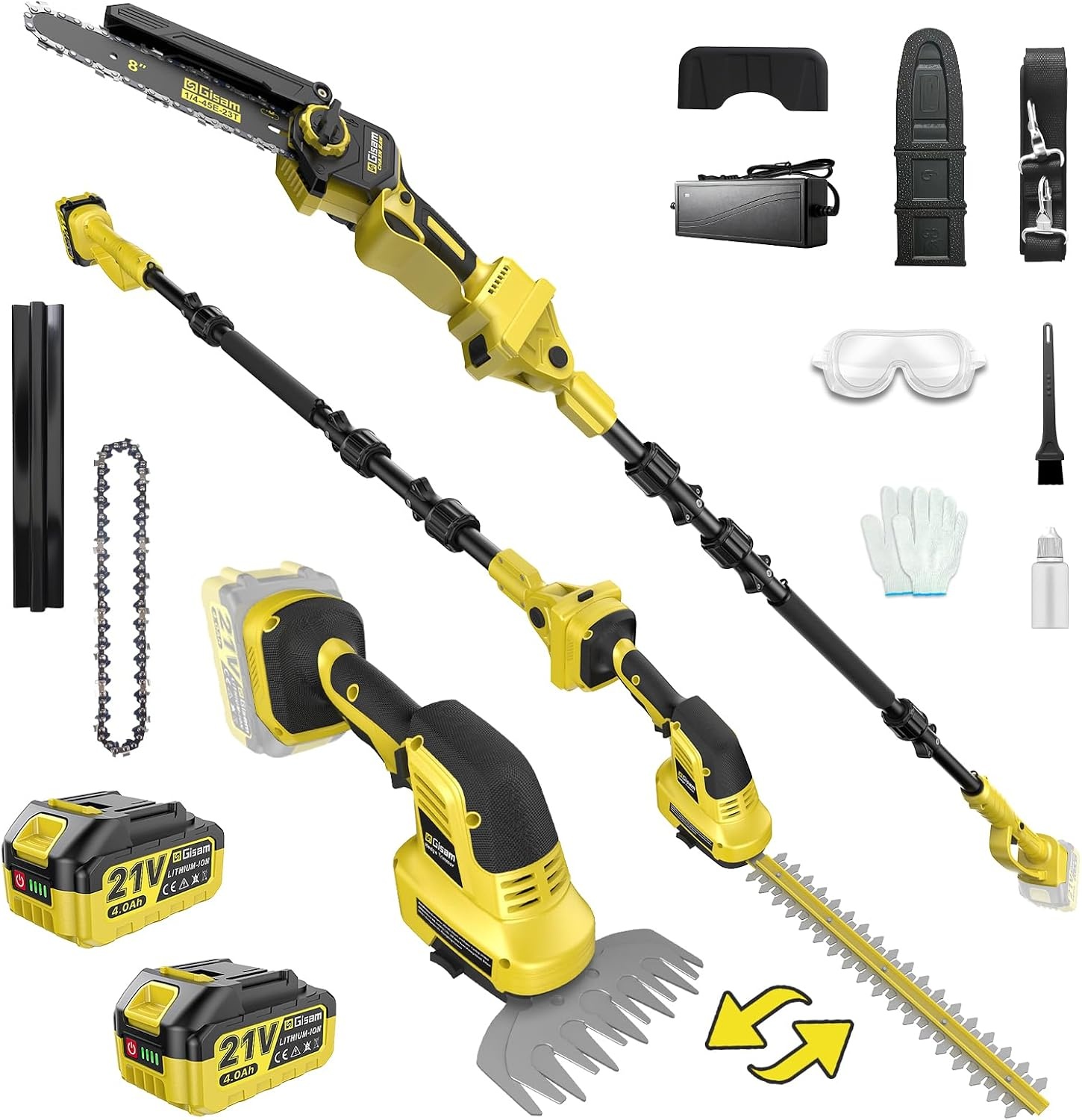 6-in-1 Kettingzaag & Heggenschaar Set | 8" Elektrisch 2500W | Incl. 2 Accu's & 4.5m Bereik | 55% Korting