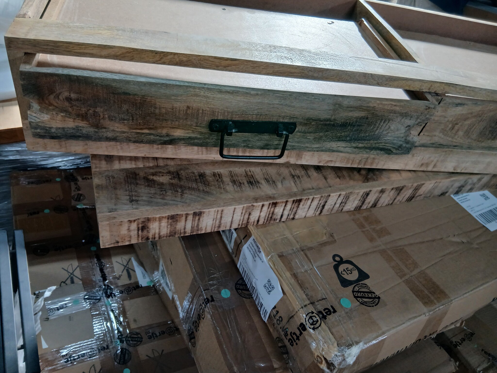 VidaXL Wandtafel Lade Bruin 120x33x75 cm Massief Mangohout (60% Korting)