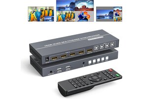 HDMI Quad Multiviewer KVM-switch 4-poorts 4K 30Hz - Deel 4 apparaten op 1 monitor met 34% korting