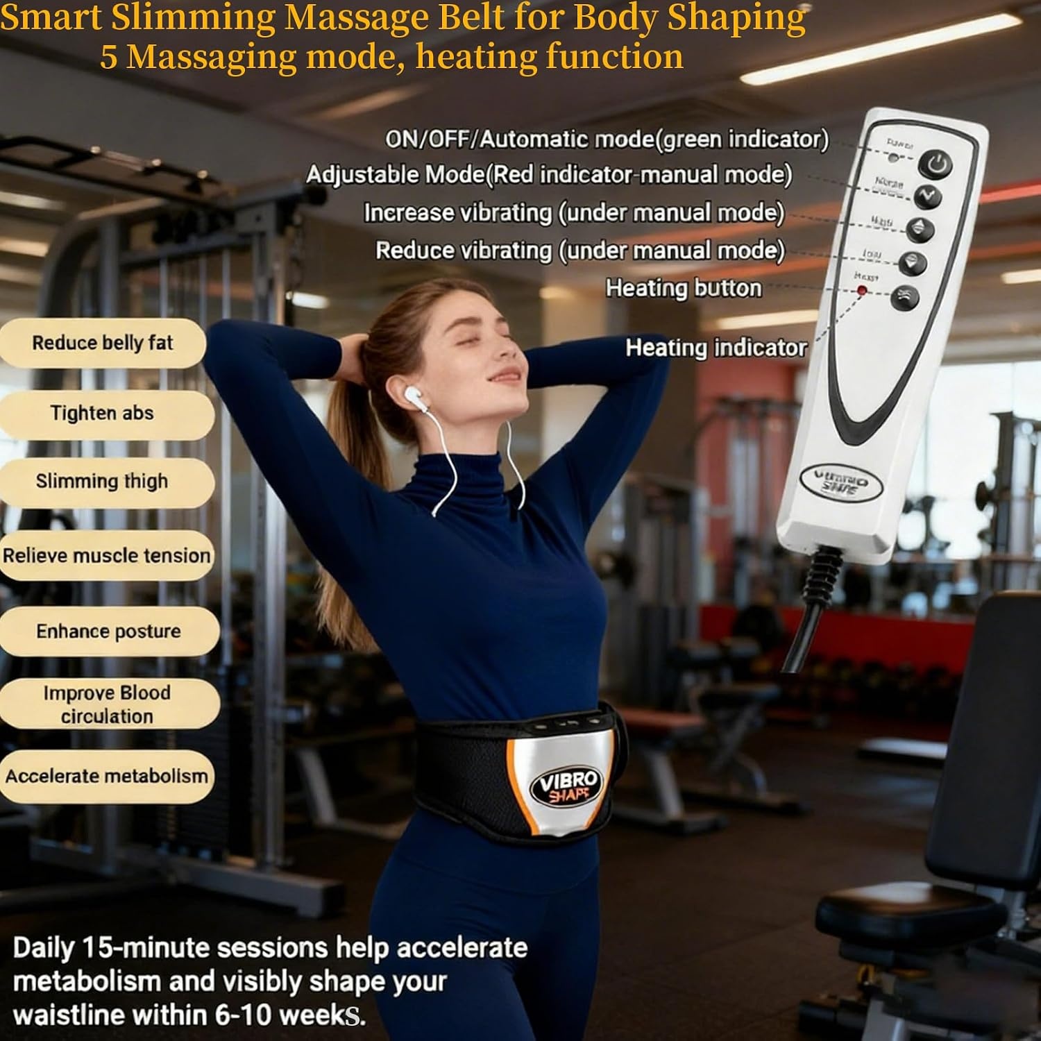 Verwarmende Vibratiemassageband - Taille & Buik Trainer (34% Korting)