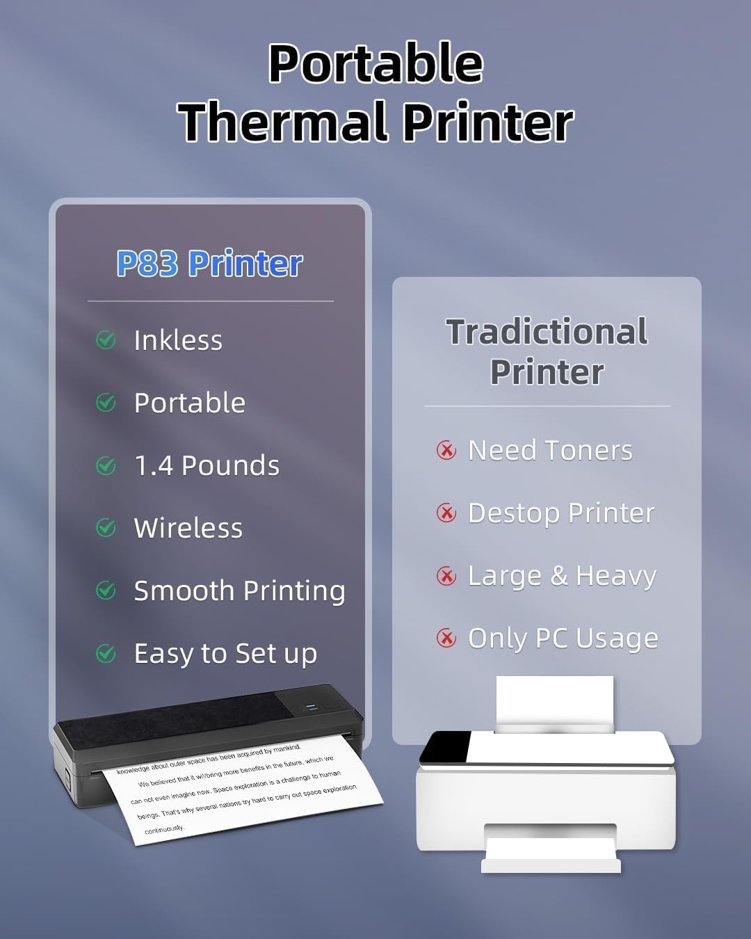 P83 Draagbare A4 Thermische Printer met 34% Korting
