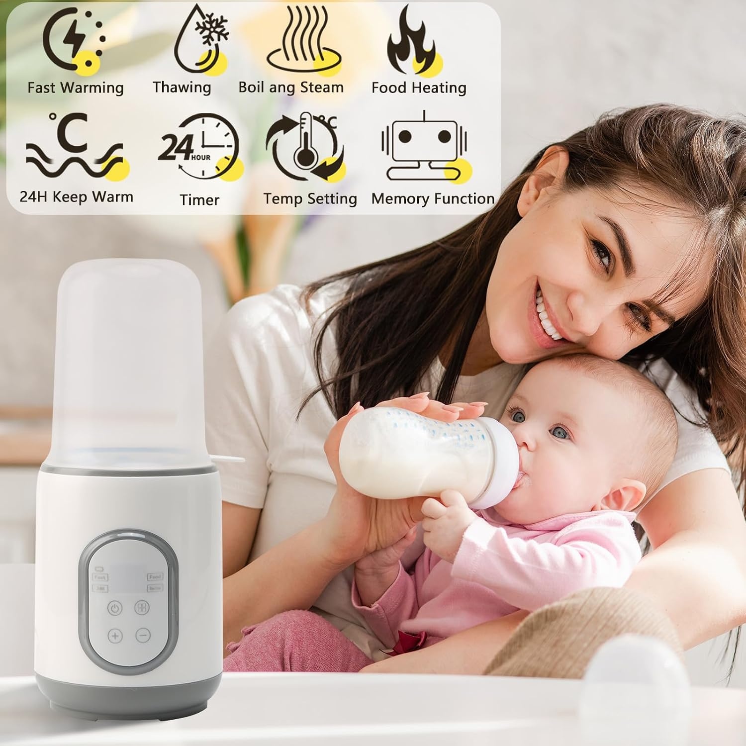 8-in-1 Flessenwarmer Wit - Snel & Veilig Babymelk Verwarmen - 32% Korting