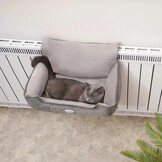 Kattenmand voor radiator | Maat L 65x36x27 cm | Grijs | Ruim & Warm voor grote katten | Stevig stalen frame met verstelbare haken