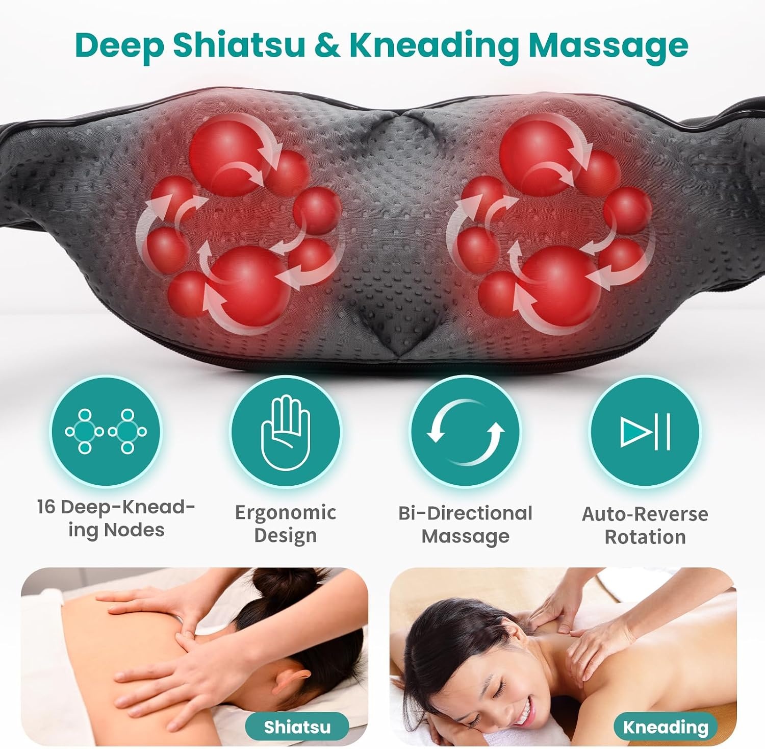 Shiatsu Nek- en Rugmassageapparaat met Warmte - 34% Korting