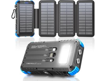 Solar Powerbank 26800mAh met 4 Zonnepanelen & 15W Snelladen - 29% Korting