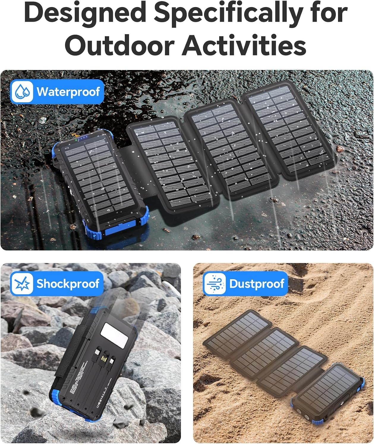 Solar Powerbank 26800mAh met 4 Zonnepanelen & 15W Snelladen - 29% Korting