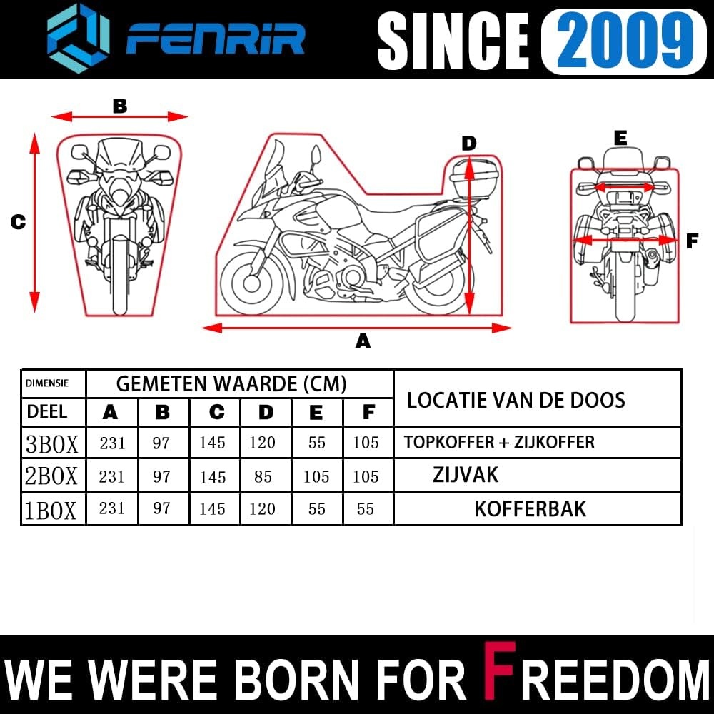 FENRIR Motorhoes Zwart - Weerbestendig & Hittebestendig - 230x100x143,2 cm