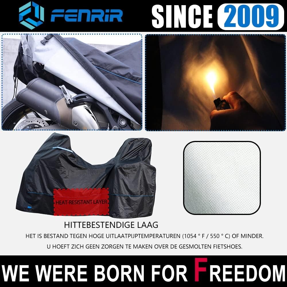 FENRIR Motorhoes Zwart - Weerbestendig & Hittebestendig - 230x100x143,2 cm