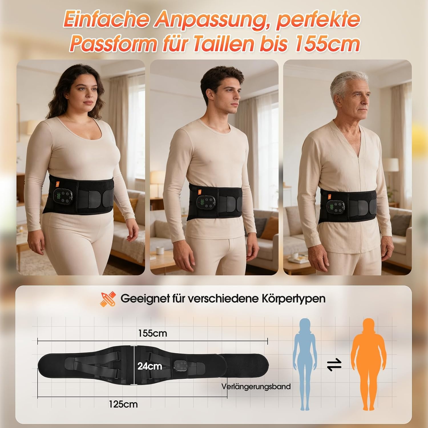 Verwarmde Rugband met Massage - 7 Warmte-/Massagestanden - Zwart - 33% Korting