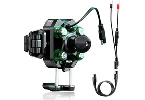 Motorfiets Telefoonhouder met 15W Draadloos Laden & 36W USB-C, Schokabsorberend