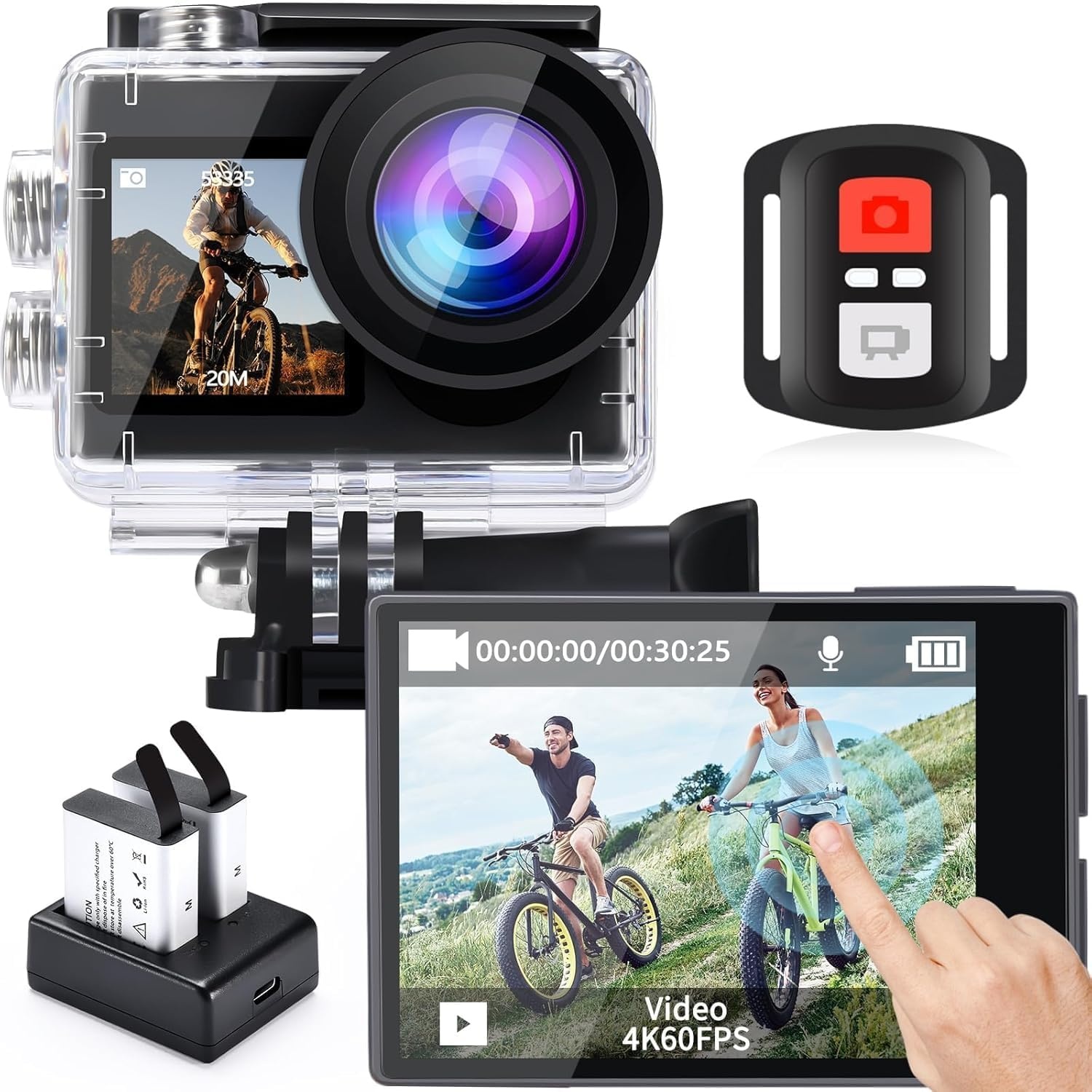Icefox 4K Action Camera (Zwart) - Waterdicht tot 30m met WiFi & 29% Korting