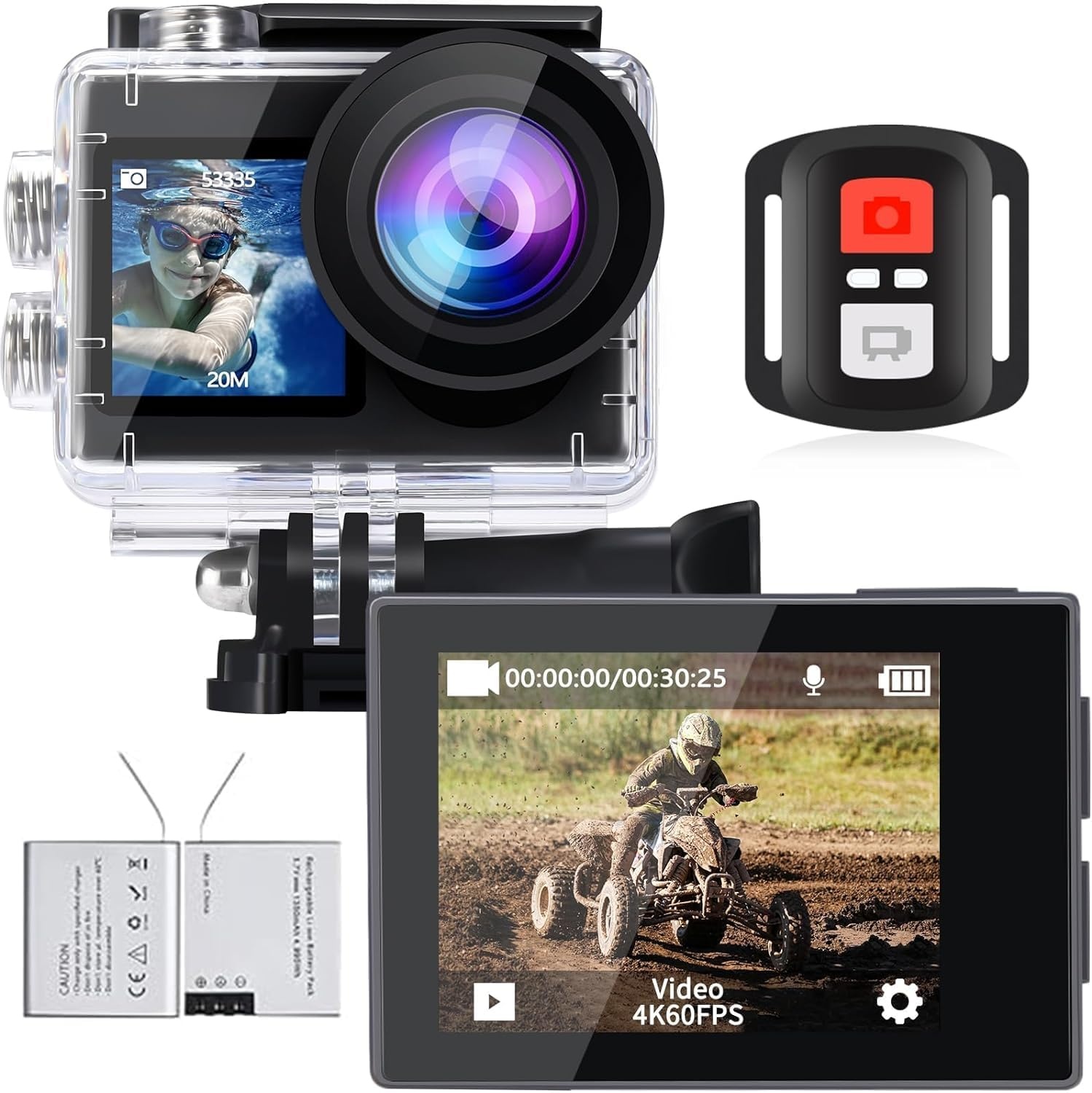 Icefox 4K Action Camera (Zwart) - Waterdicht tot 30m met WiFi & 29% Korting