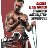 Fitnessbandenset, 68 kg, 5 verschillende sterktes, weerstandsbanden, set met handgrepen, enkelriemen en deuranker, draagbare rugzak, voor binnen en buiten